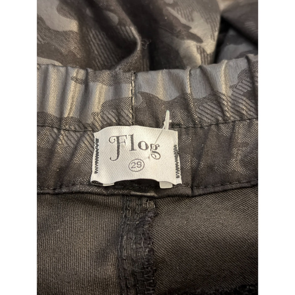 Flog Bevy Shelly Drawstring Pant Stretch Cotton Black Camo 29 Pockets Jogger - Picture 7 of 8